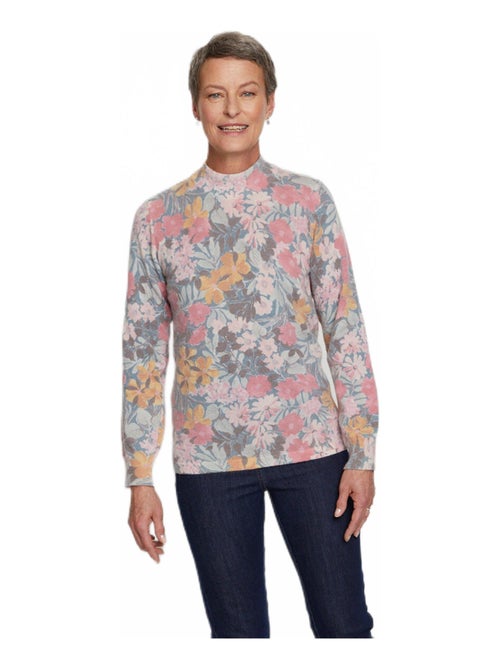 Jersey fino y cálido de mezcla de lana con cuello redondo y estampado - Afibel - Kiabi