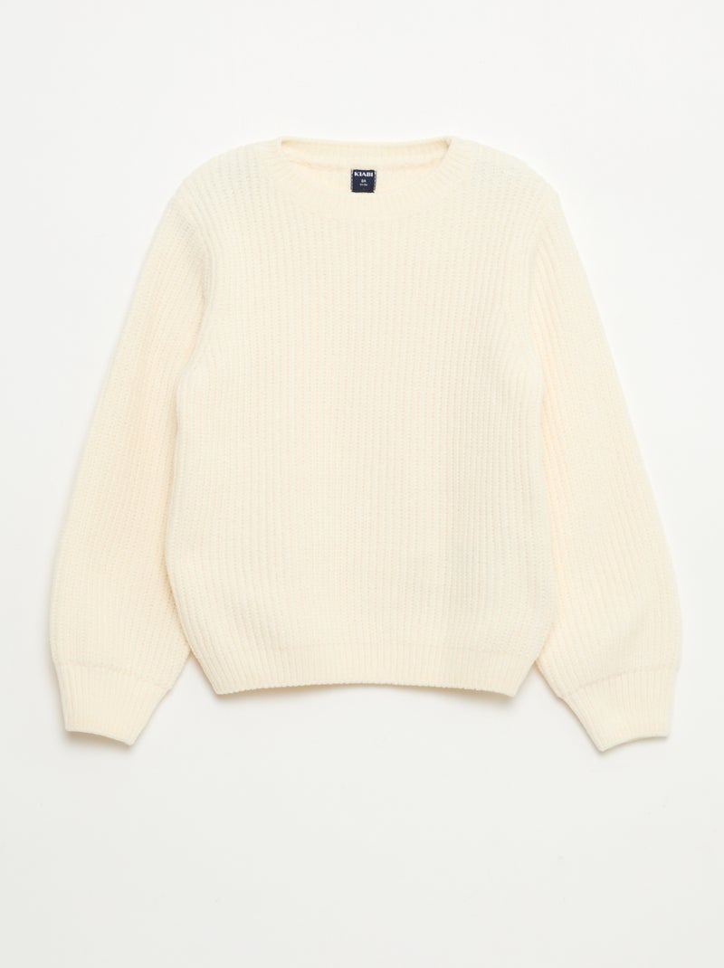 Jersey grueso de punto de chenilla Blanco - Kiabi