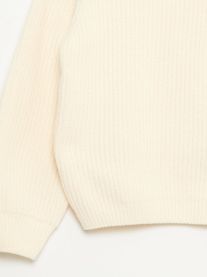 Jersey grueso de punto de chenilla Blanco - Kiabi