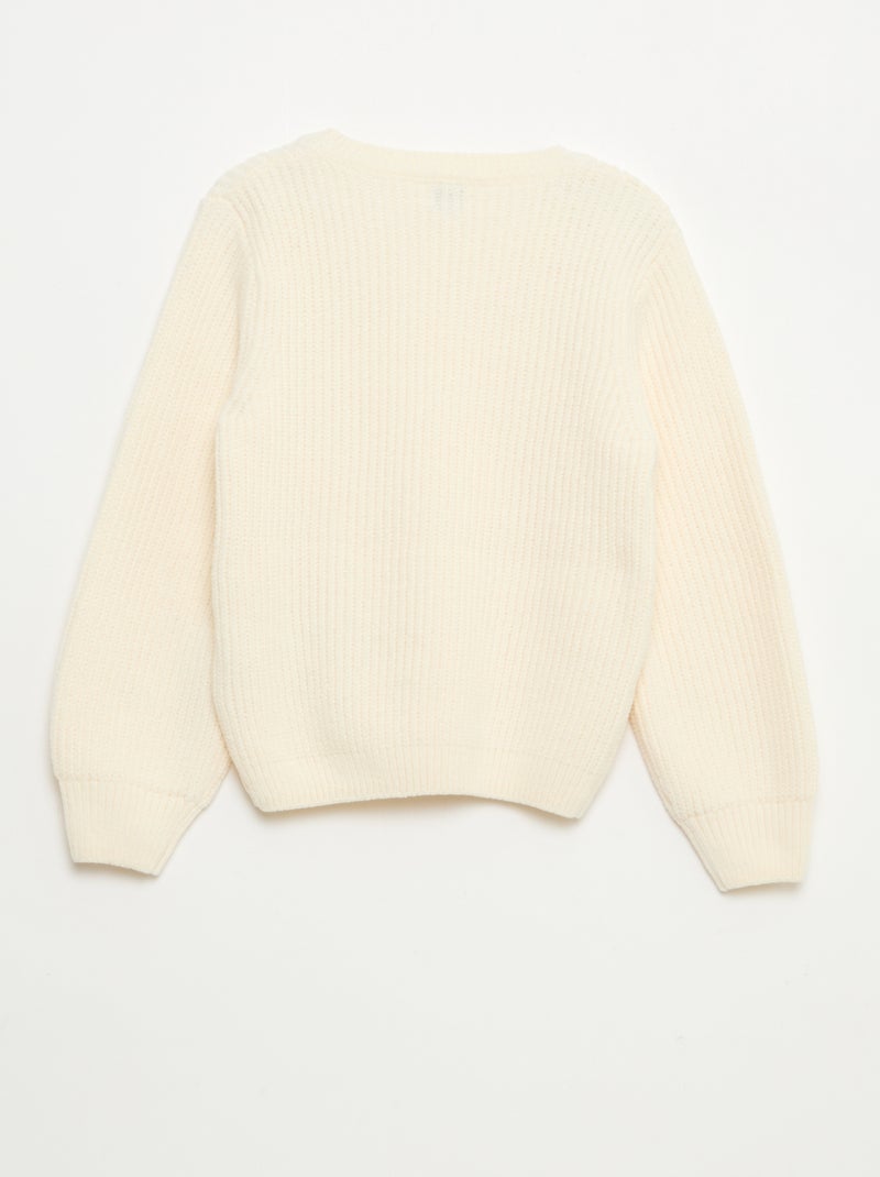 Jersey grueso de punto de chenilla Blanco - Kiabi