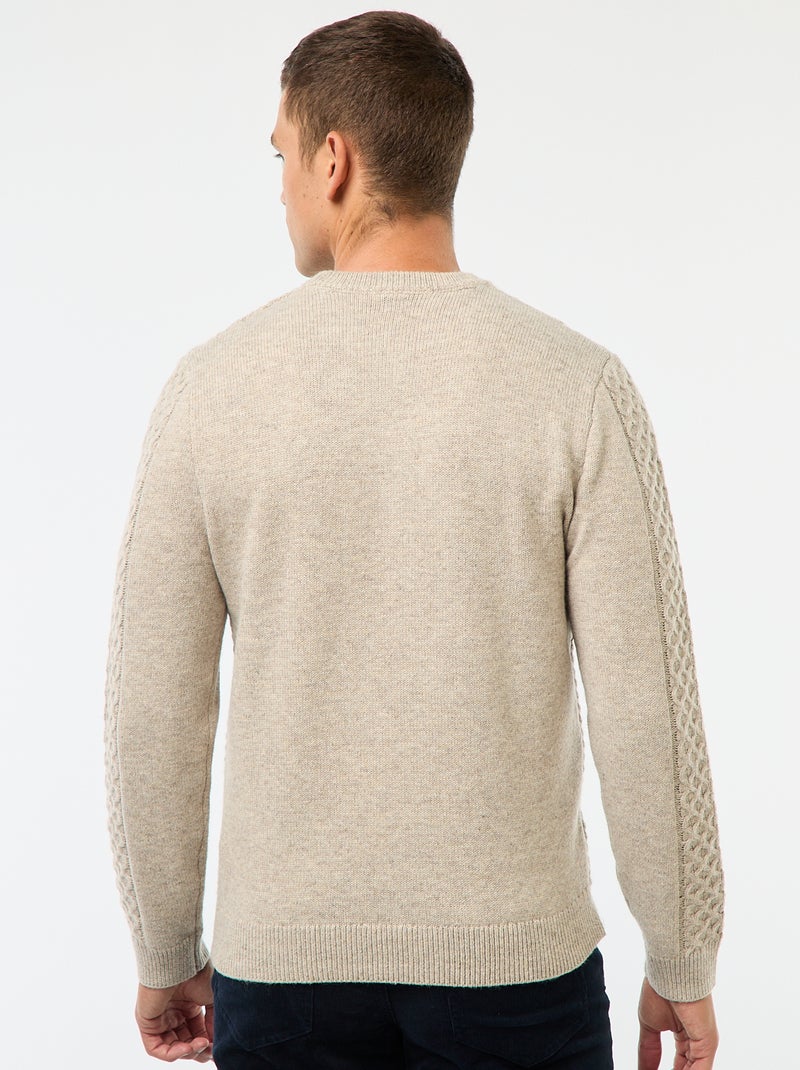 Jersey grueso de punto trenzado liso Beige - Kiabi