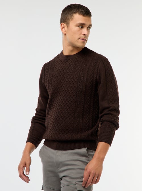 Jersey grueso de punto trenzado liso - Kiabi