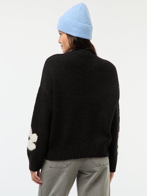 Jersey grueso flores bordadas - Kiabi