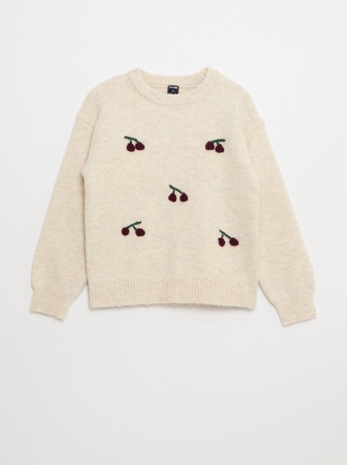 Jersey imitación lana con bordados 'cerezas' - Kiabi