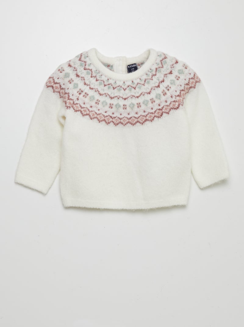 Jersey jacquard abrigado BLANCO - Kiabi