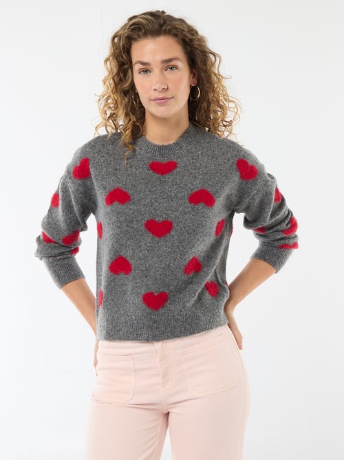 Jersey jacquard con corazones - Kiabi