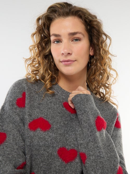 Jersey jacquard con corazones - Kiabi