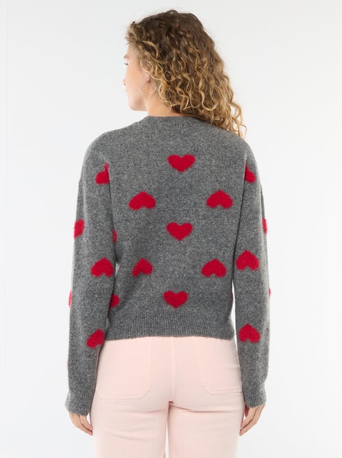 Jersey jacquard con corazones - Kiabi