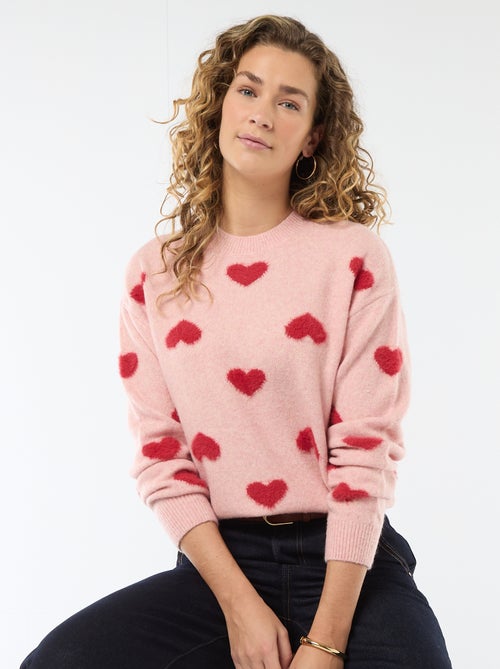 Jersey jacquard con corazones - Kiabi