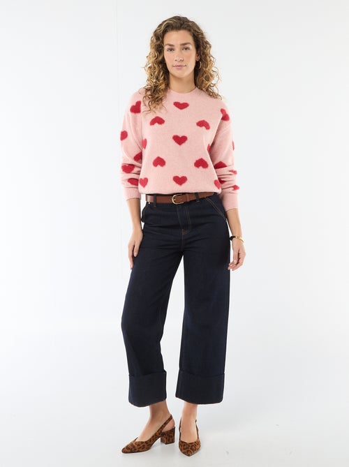 Jersey jacquard con corazones - Kiabi