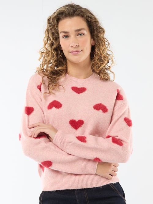 Jersey jacquard con corazones - Kiabi