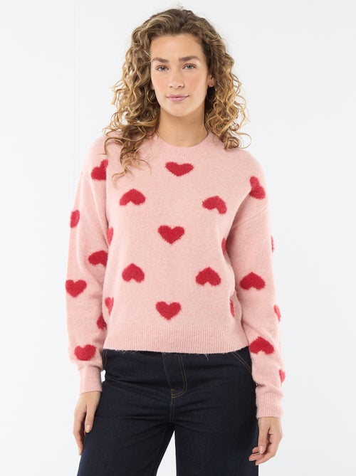 Jersey jacquard con corazones - Kiabi
