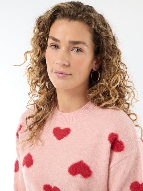 Jersey jacquard con corazones - Kiabi