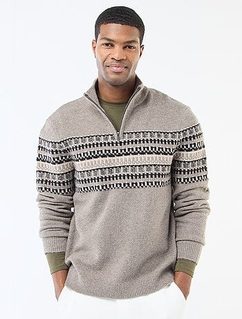 Jersey jacquard cuello chimenea