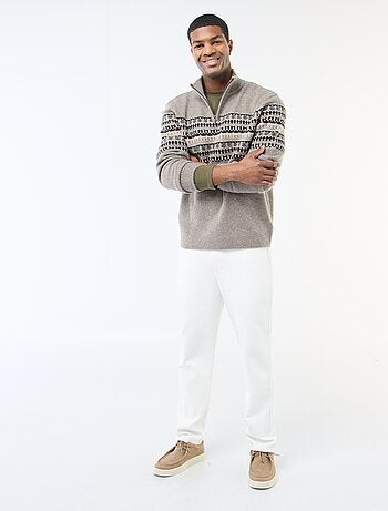 Jersey jacquard cuello chimenea