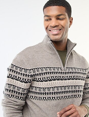 Jersey jacquard cuello chimenea