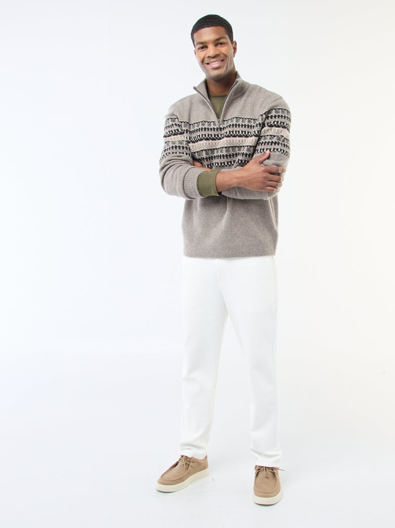 Jersey jacquard cuello chimenea Beige - Kiabi