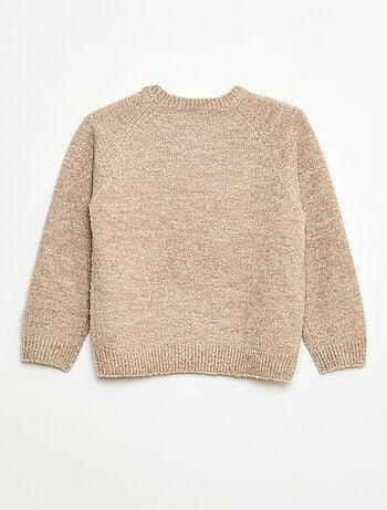 Jersey jacquard cuello redondo liso