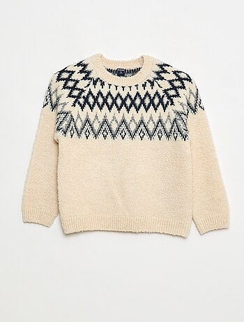 Jersey jacquard cuello redondo liso