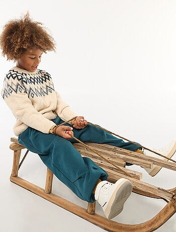 Jersey jacquard cuello redondo liso