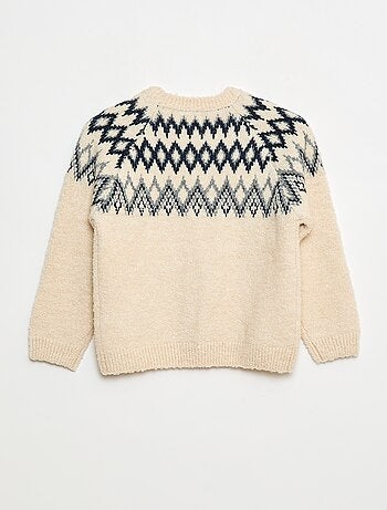 Jersey jacquard cuello redondo liso