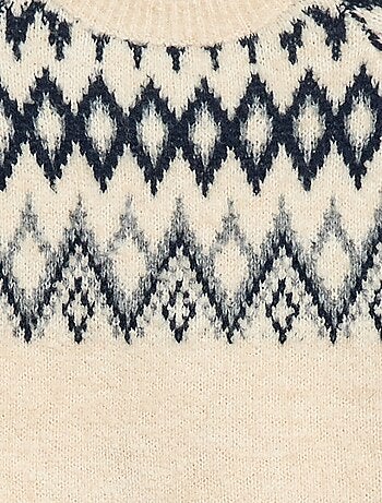 Jersey jacquard cuello redondo liso