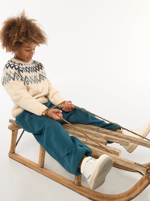 Jersey jacquard cuello redondo liso - Kiabi