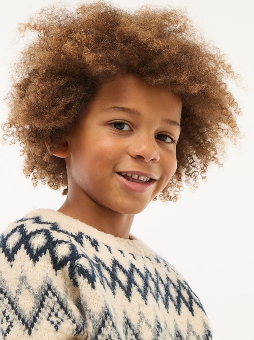 Jersey jacquard cuello redondo liso - Kiabi