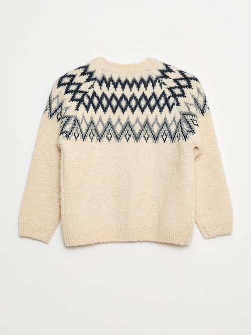 Jersey jacquard cuello redondo liso - Kiabi