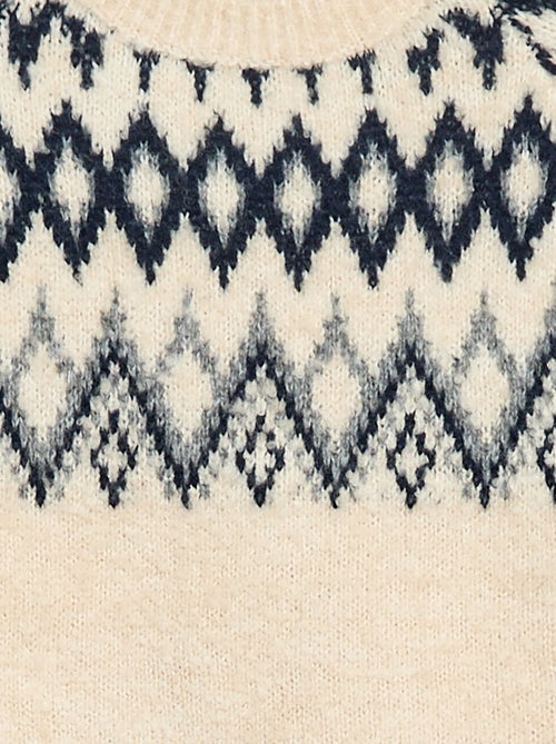 Jersey jacquard cuello redondo liso - Kiabi