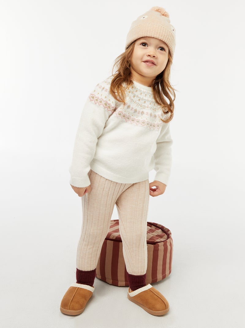 Jersey jacquard de punto fluffy Blanco - Kiabi