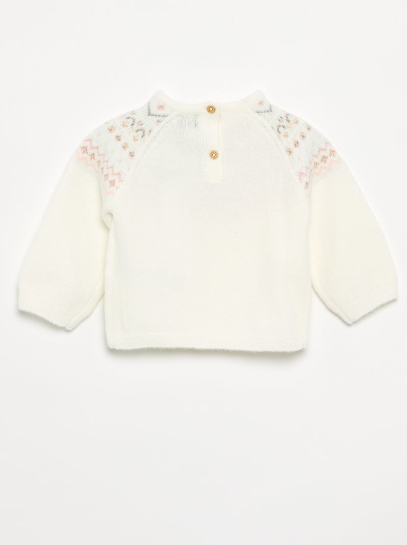 Jersey jacquard de punto grueso Blanco - Kiabi