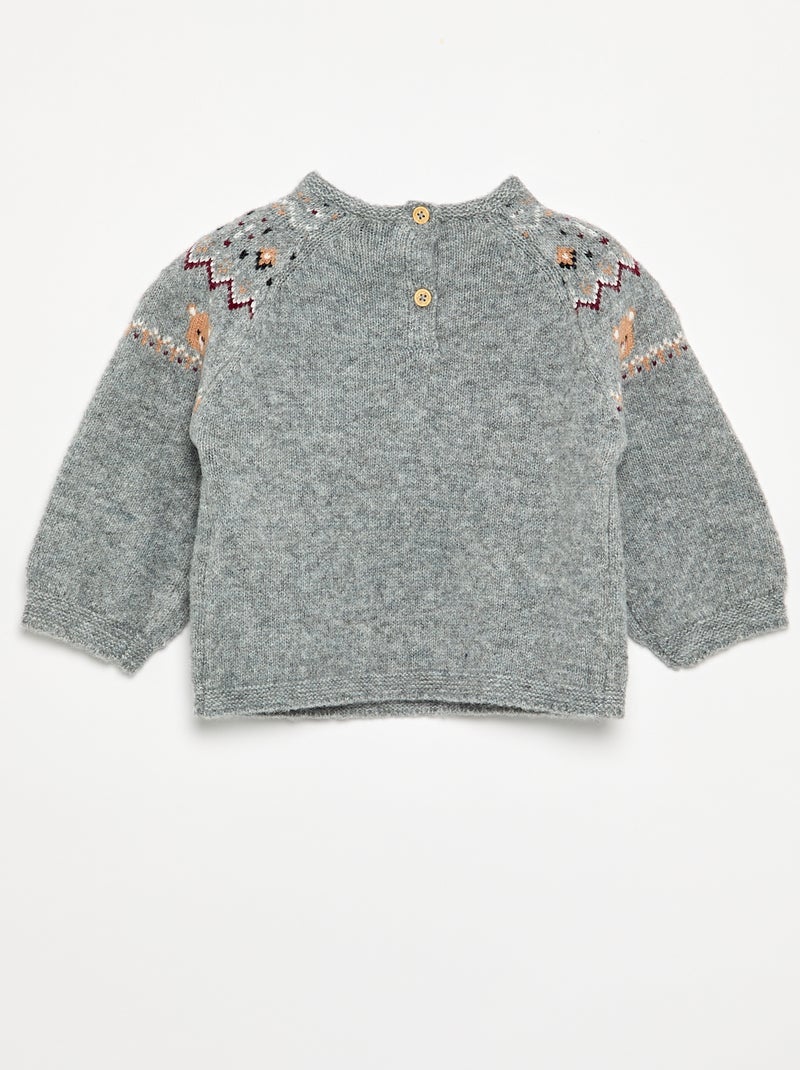 Jersey jacquard de punto grueso Gris - Kiabi
