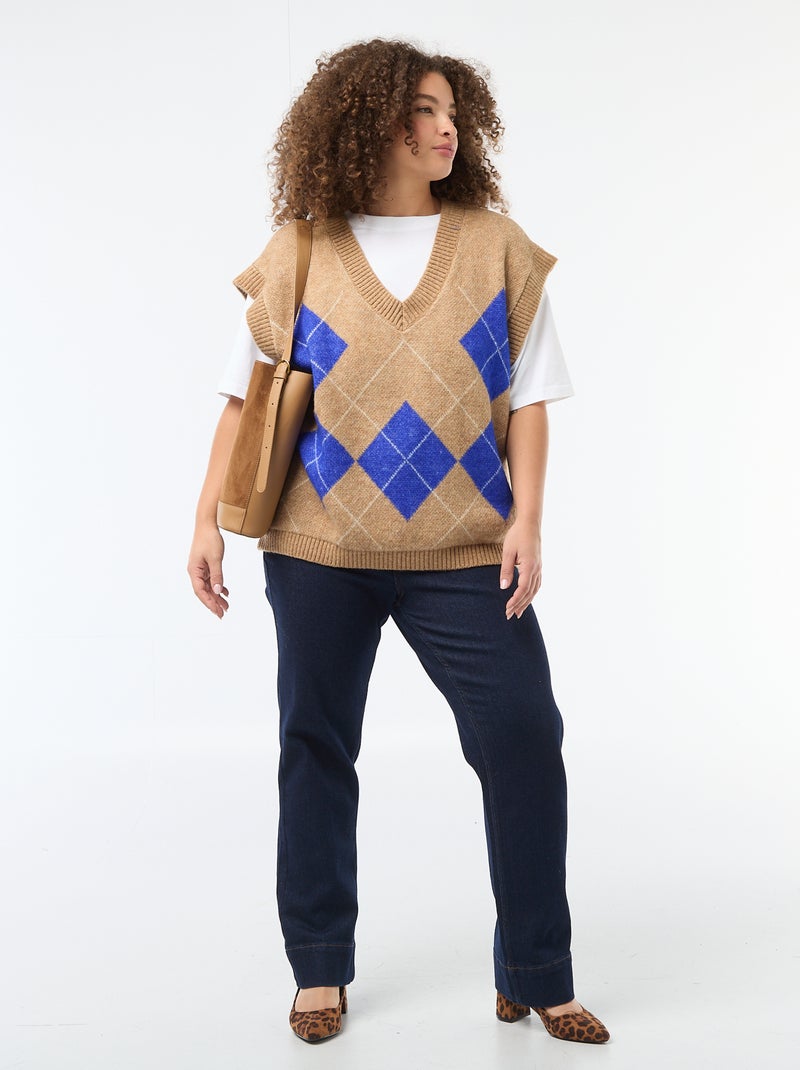 Jersey jacquard sin mangas Beige - Kiabi