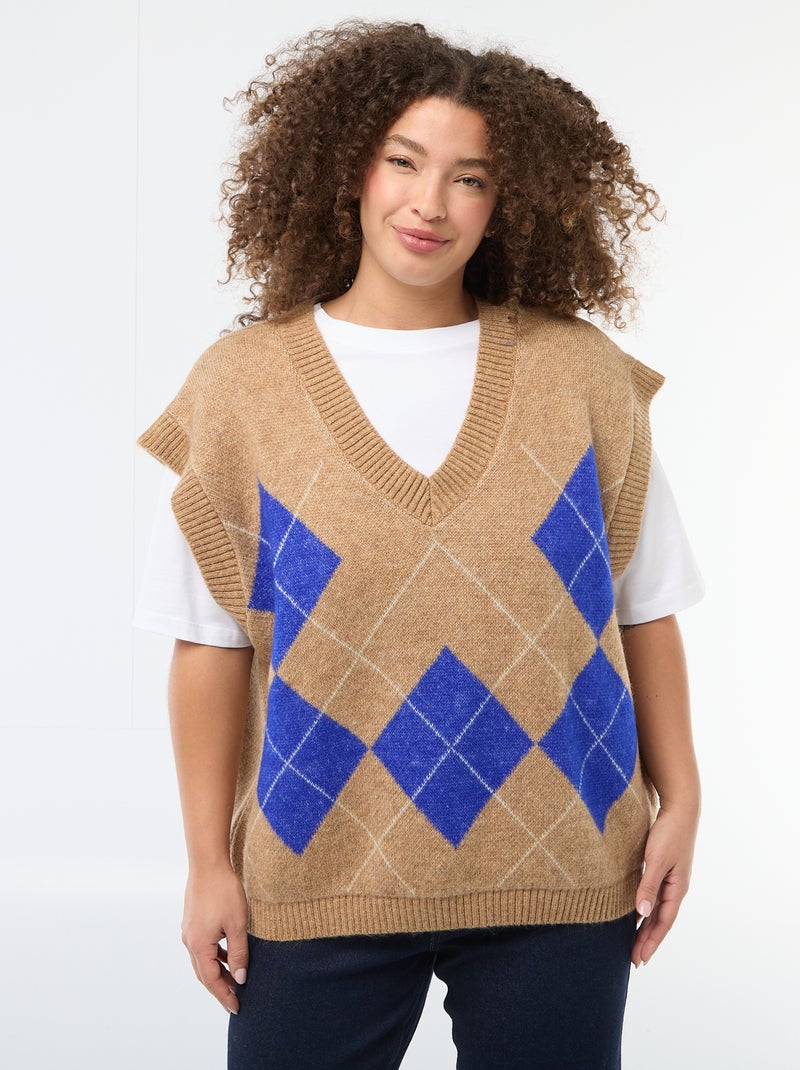 Jersey jacquard sin mangas Beige - Kiabi