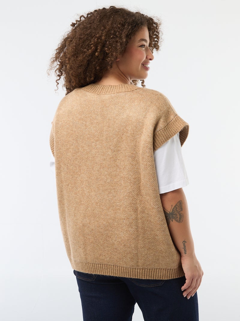 Jersey jacquard sin mangas Beige - Kiabi