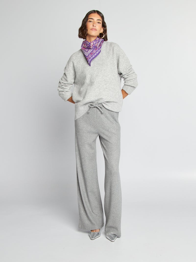 Jersey largo de cuello redondo GRIS - Kiabi