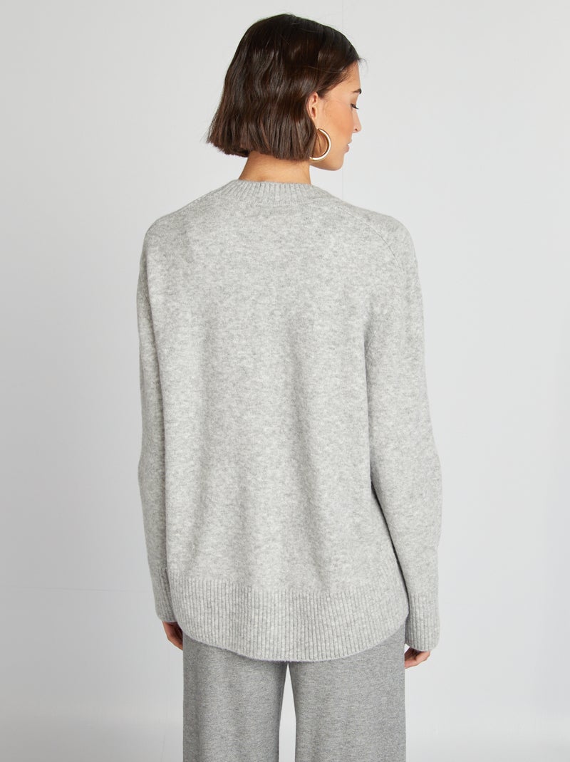 Jersey largo de cuello redondo GRIS - Kiabi