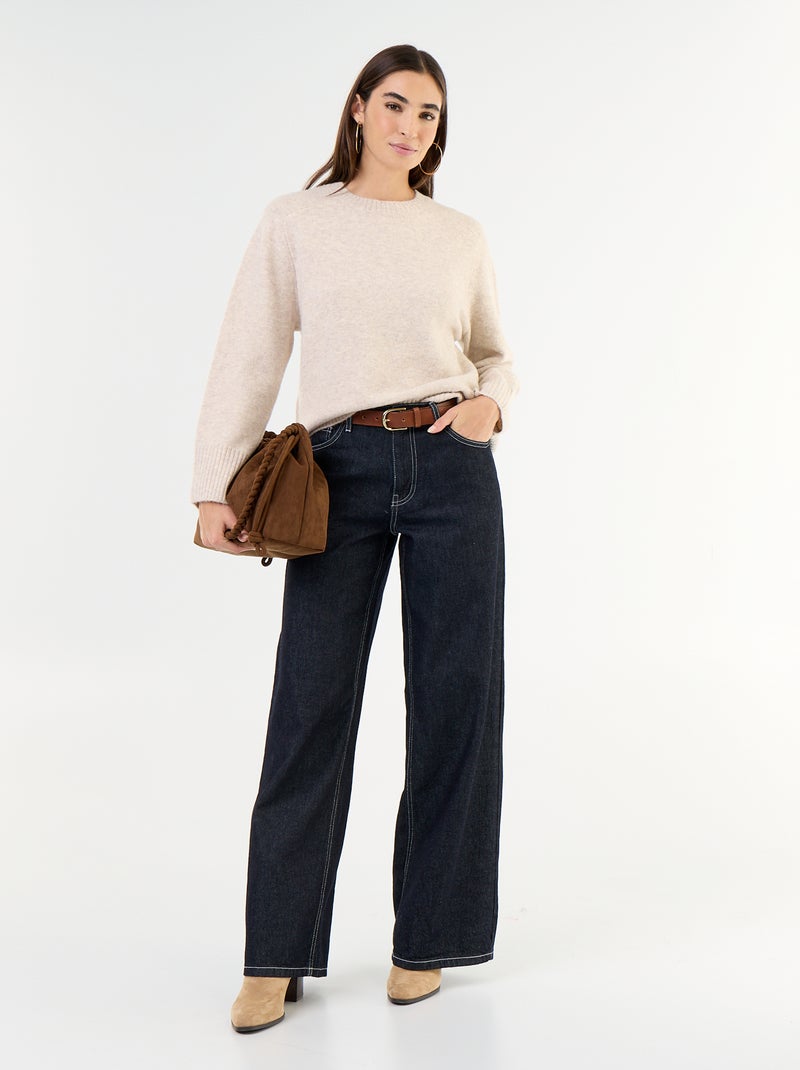 Jersey largo de punto mouliné Beige - Kiabi