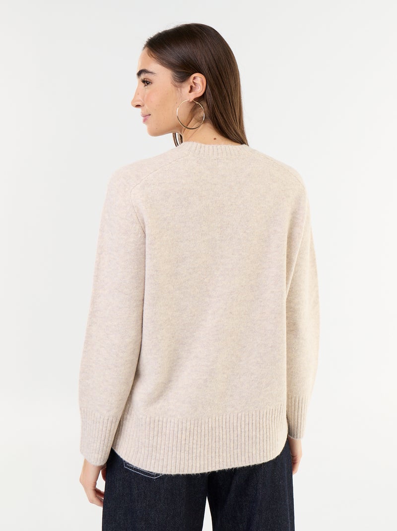 Jersey largo de punto mouliné Beige - Kiabi