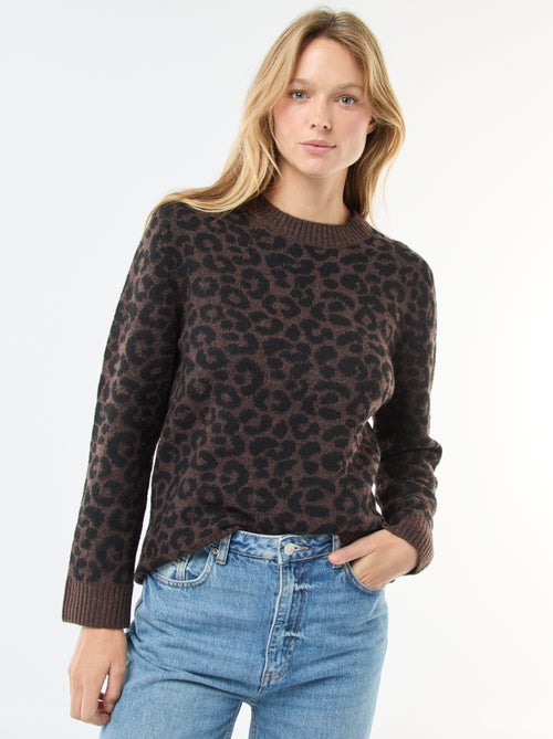 Jersey leopardo cuello redondo - Kiabi