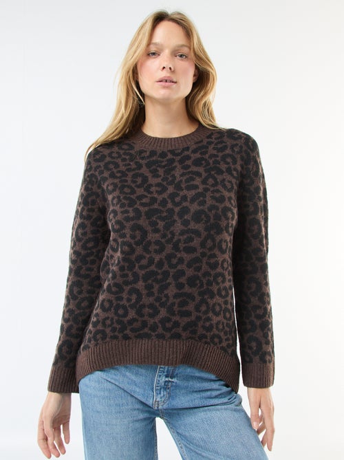 Jersey leopardo cuello redondo - Kiabi