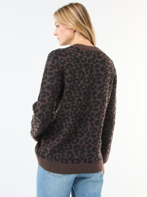 Jersey leopardo cuello redondo - Kiabi