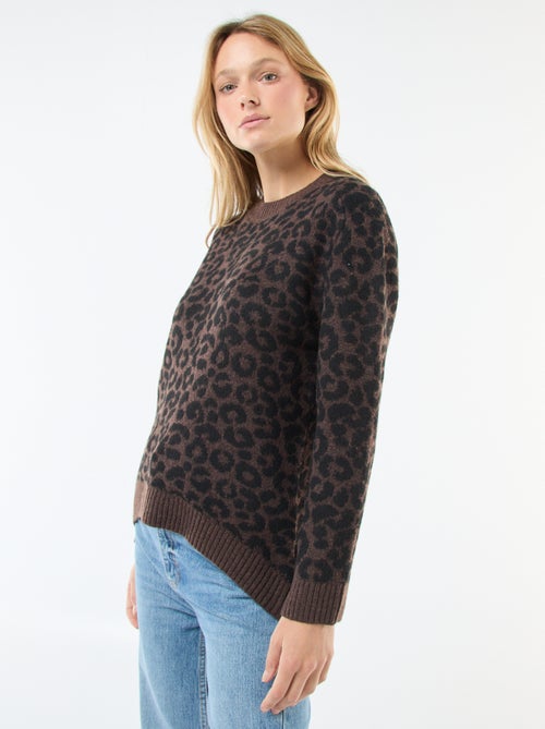 Jersey leopardo cuello redondo - Kiabi