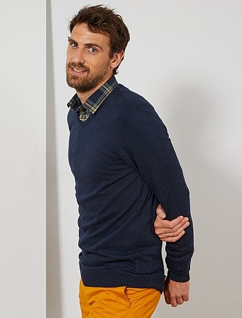 Hombre de más de 1’90m - Jersey ligero con cuello de pico +1,90 m - Kiabi