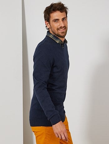 Hombre de más de 1’90m - Jersey ligero con cuello de pico +1,90 m - Kiabi