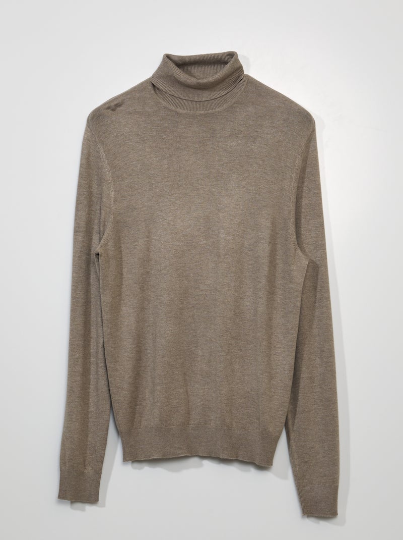 Jersey ligero con cuello vuelto BEIGE - Kiabi