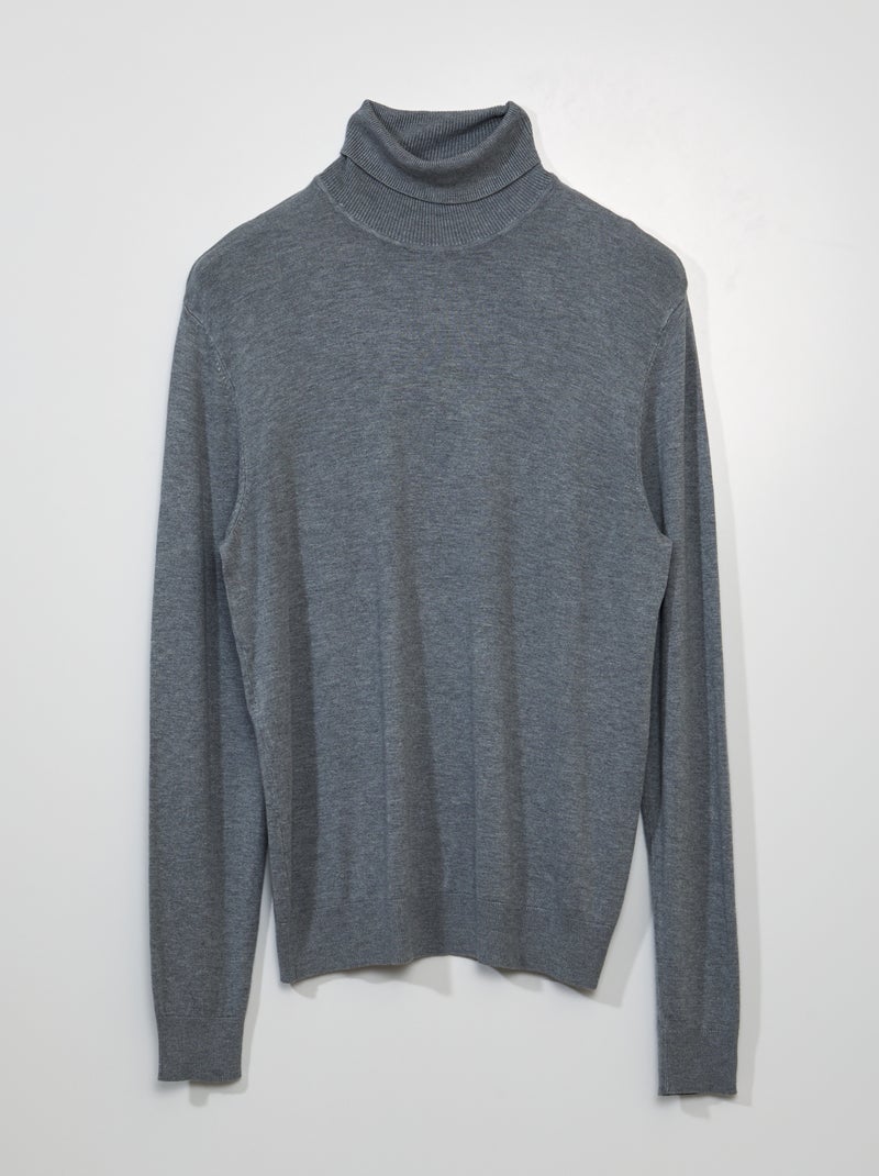 Jersey ligero con cuello vuelto GRIS - Kiabi