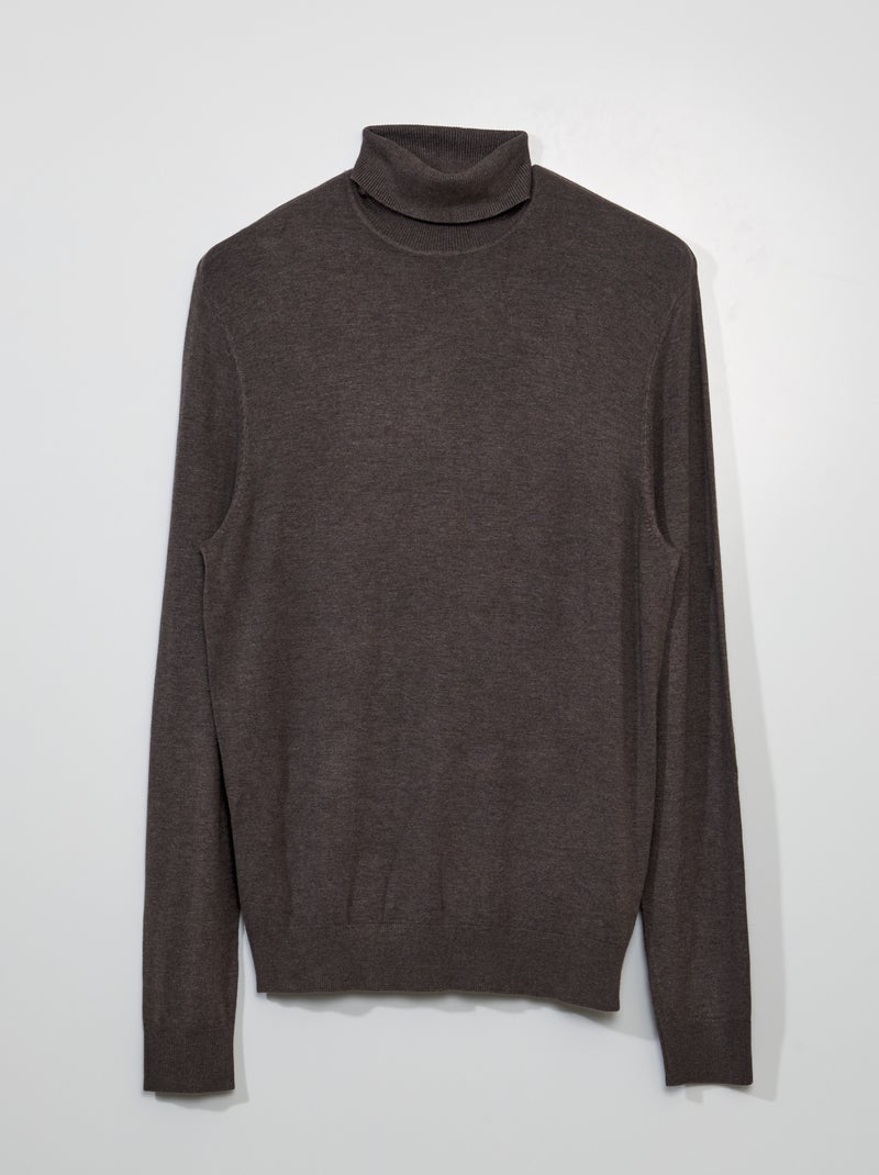 Jersey ligero con cuello vuelto MARRON - Kiabi