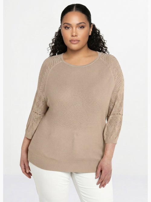 Jersey ligero con manga raglán 3/4 y cuello redondo - Afibel - Kiabi